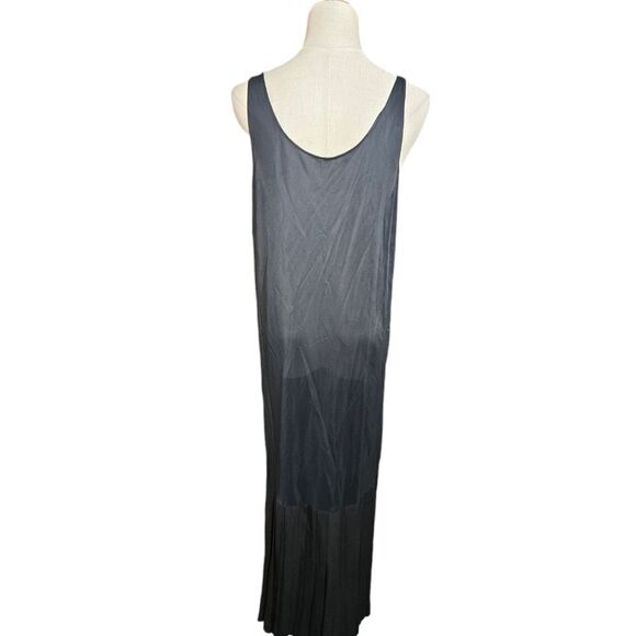 Vintage Black Satin Pleated Bottom Maxi Slip Dress - Picture 4 of 8